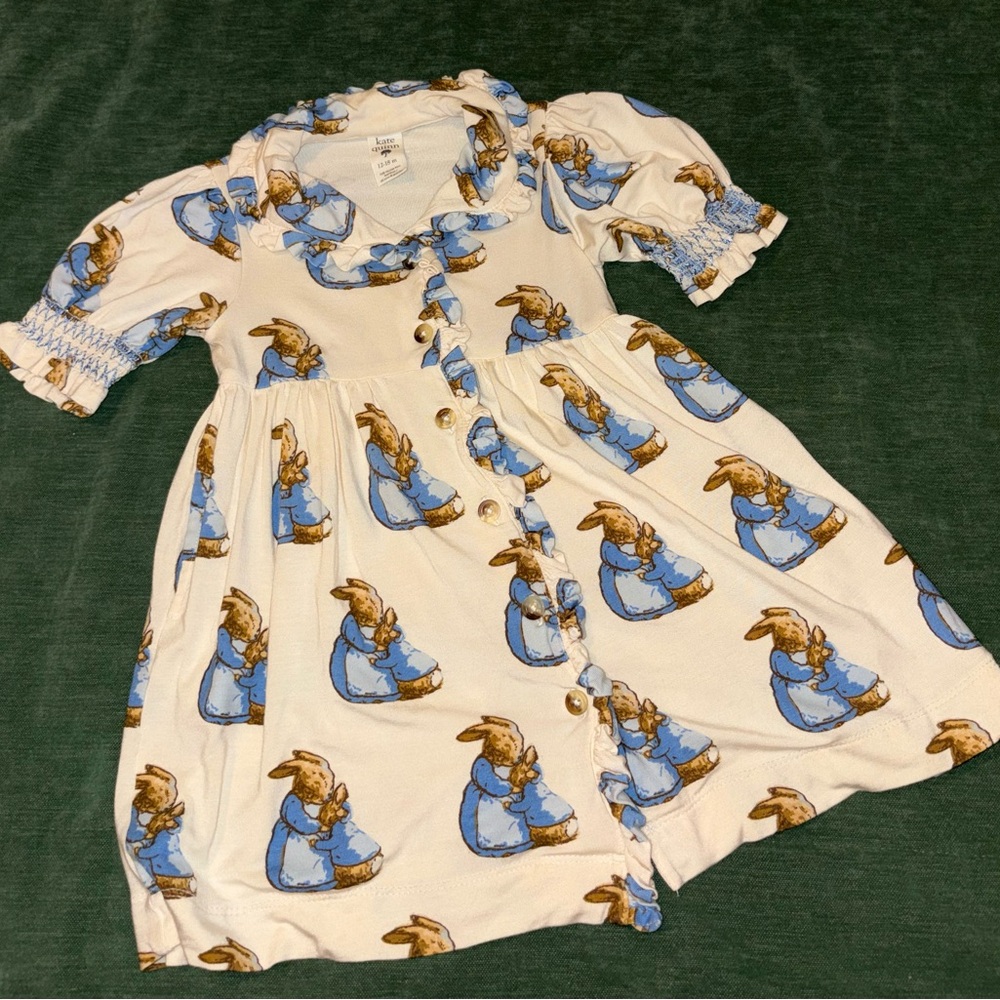Ruffle collar Dress with Blue Peter Rabbit and Momma Print